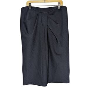 Paule Ka Pencil Wiggle Career Blue skirt Size 10 US FR 42 Wool Ruched Front NICE